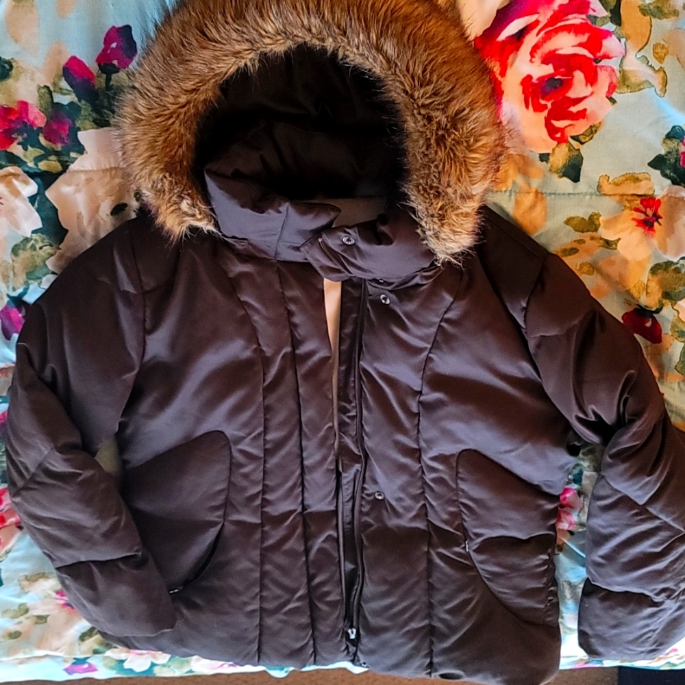 Calvin Klein 1X brown down winter coat